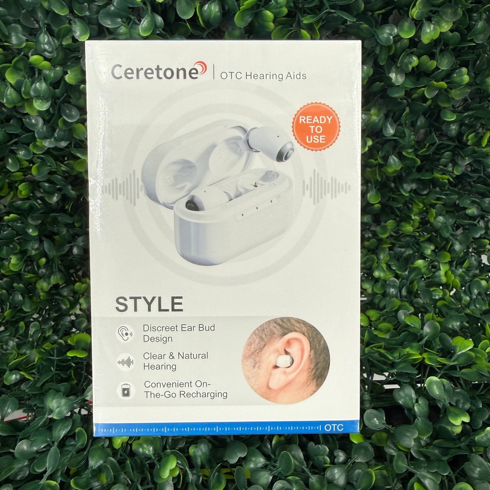 Ceretone Style OTC Hearing Aids Rechargeable Earbud Design White CE-A62AT NEW
